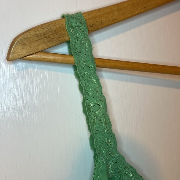 Vintage Hand-dyed Green Lace Trim Camisole Slip Top - Picture 3 of 13